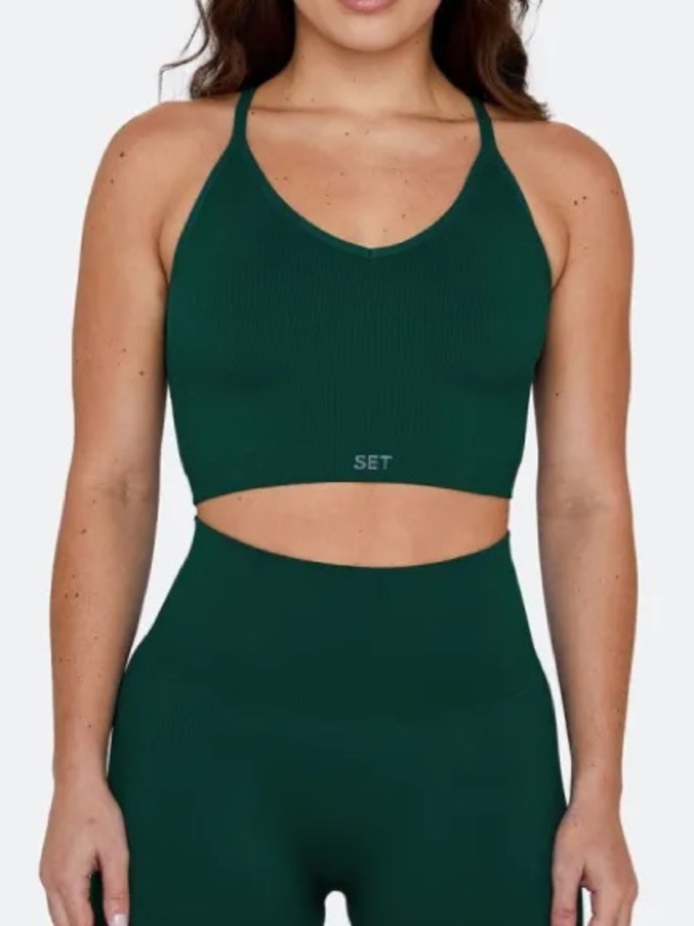 SET Active | Scultpflex Ribbed V Bra and Bike Shorts Set | Mojito
